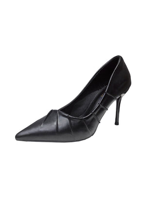 PU Fabric Pointed Thin Heel Shallow Shoes