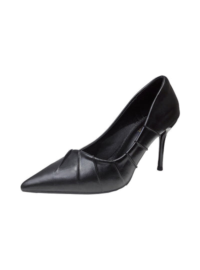 PU Fabric Pointed Thin Heel Shallow Shoes