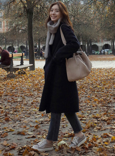 Cotton Padded Wool Blends Solid Oversized 