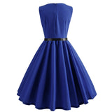 Retro Sleeveless Sexy V-neck Solid Color Dress