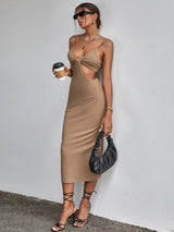 Sleeveless Backless Hollow Dress