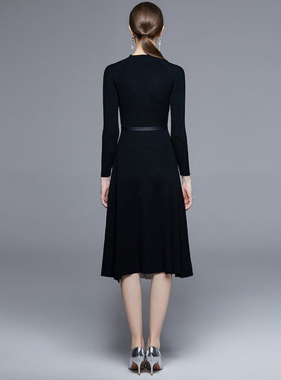 Long Stitching Gradient Knitted Sweater Dress