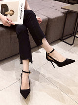 Summer Fine Heel Pointed Buckle Work Shoes