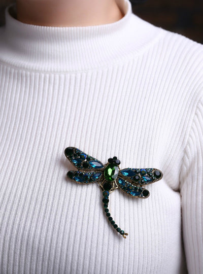 Crystal Rhinestone Dragonfly Brooches for Women