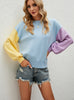 Pullover Round Neck Loose Contrast Sweater