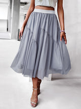 Women Mesh Slim Waist Skirt