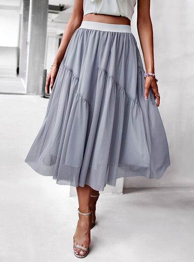 Women Mesh Slim Waist Skirt