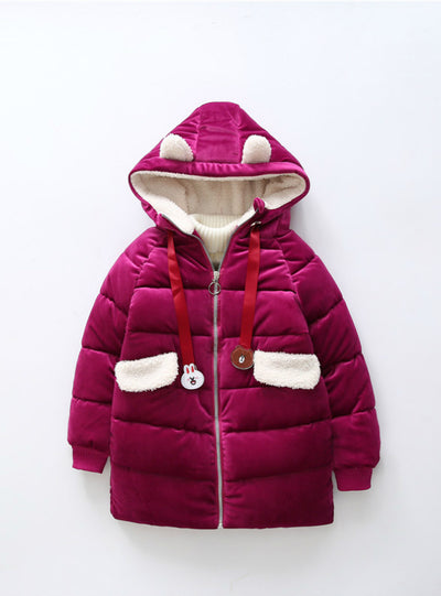 Girls' Velvet Fleece Cotton Clothes in Winter