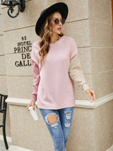 Color Contrast Hooded Sweater