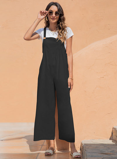 Retro Casual Strap Wide-leg Trousers