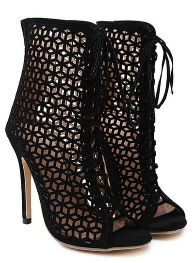 Front Open Cross Strap Stilettos Pumps Genova Ankle Boots