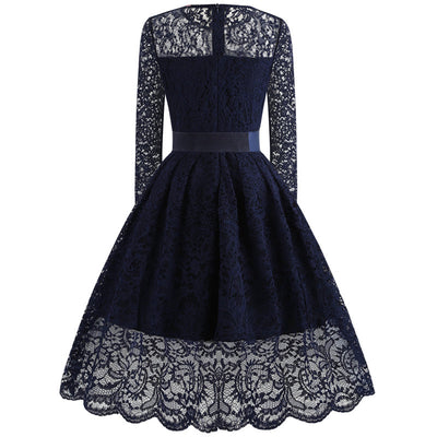 Retro Lace Big Swing Slim Dress