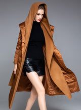 White Duck Down Stitching Hooded Down Jacket