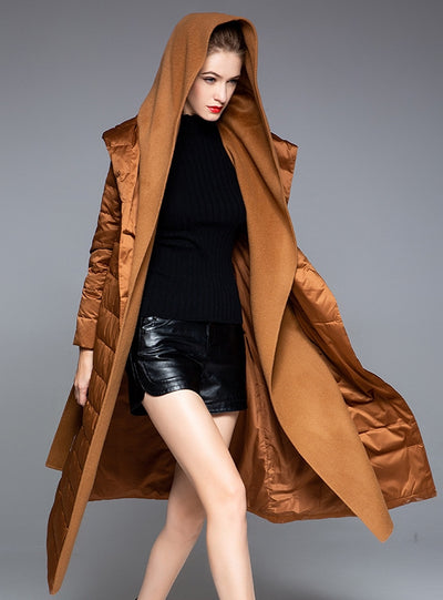 White Duck Down Stitching Hooded Down Jacket