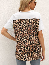 Loose Leopard Stitching Short Sleeve T-shirt