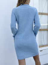 Solid Color Beaded Sweater Dress