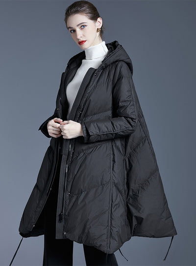 Large Hooded White Duck Down Long Coat