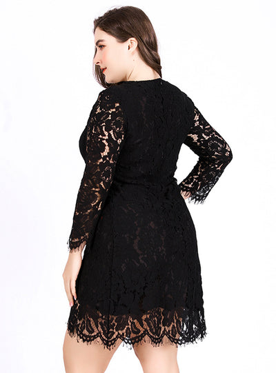 Scoop Neck Hollow Long Sleeve Sexy Dress