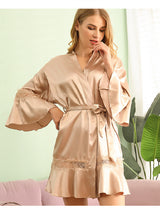 Ice Silk Lace Mosaic Bathrobe