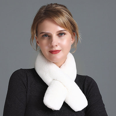 Women's Rex Fur Scarf Winter Leather Double-sided