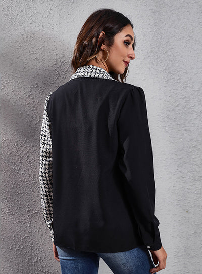 Long-sleeved Thousand-plaid Stitching Shirt