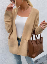 Solid Color Medium and Long Knitted Cardigan