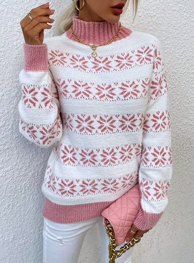Half-necked Christmas Snowflake Sweater Top