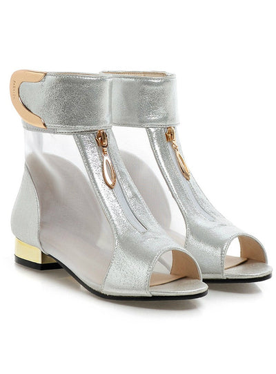 Sandals Metal Decoration Peep Toe Shoes Woman