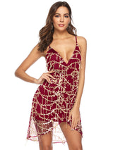 Strap Backless Fringed Sequined Dress