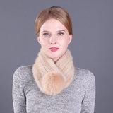 Warm Ladies Mink Fur Scarf Fox Fur Ball