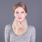 Warm Ladies Mink Fur Scarf Fox Fur Ball