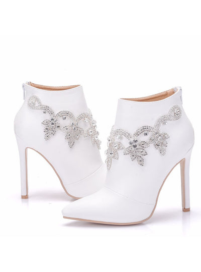 Weddings Pointy Rhinestones Flowers Boots