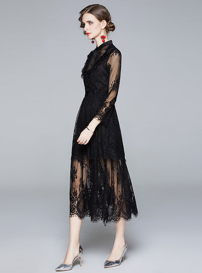 Autumn and Winter Lace Long Sleeve Dress