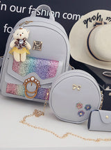 3Pcs Bag Sets Female Bagpack High Quality Leather 