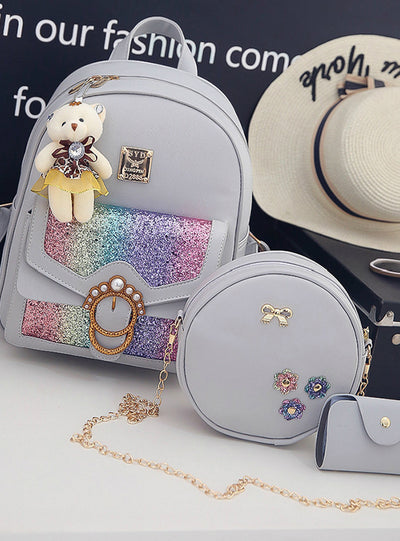 3Pcs Bag Sets Female Bagpack High Quality Leather 