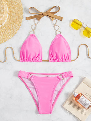 Sexy Tether Backless Love Jewelry Bikini