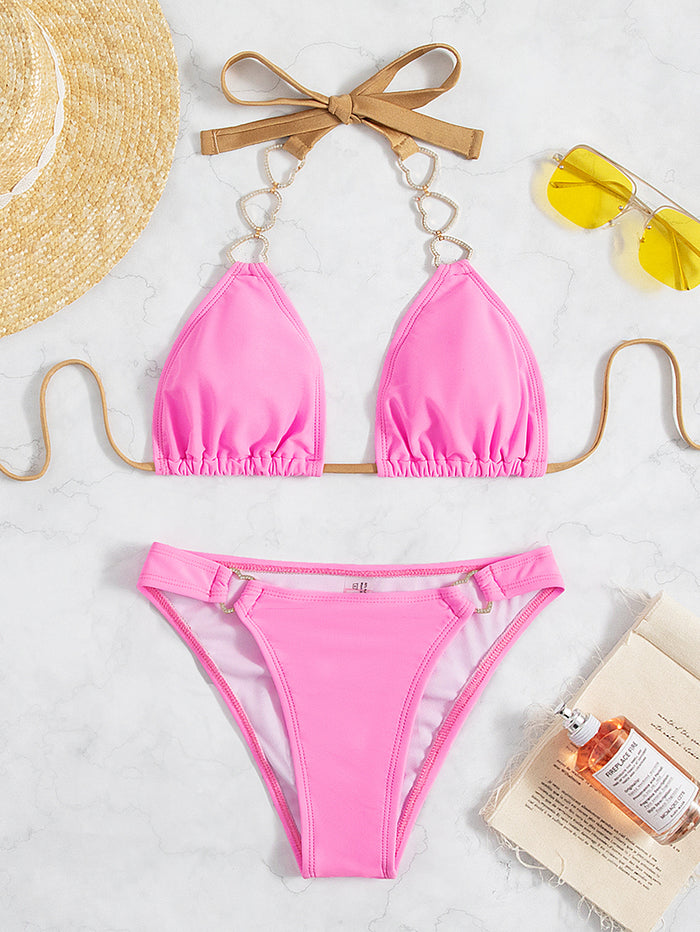 Sexy Tether Backless Love Jewelry Bikini