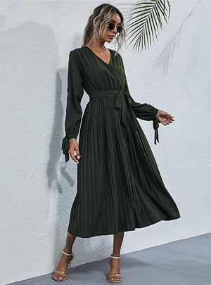 Mid-long Lace-up Waist Dress