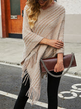 Striped Cape Fringed Shawl