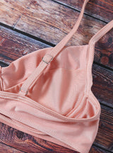 Pink Bikini Cami Lace Up Bikini Set 