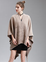 Women's Split Napped Jacquard Shawl Long Knit