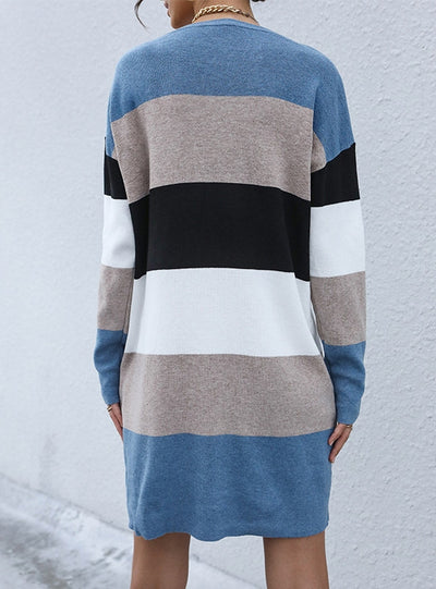 Turtleneck Color Matching Sweater Dress