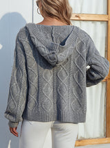 Hooded Twist Sweater Cardigan Coat