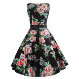 Black Print 50S Vintage Dress