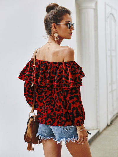 Leopard Print Off the Shoulder Top
