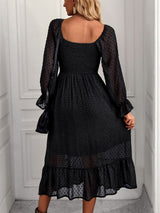 Square Collar Leisure Holiday Dress