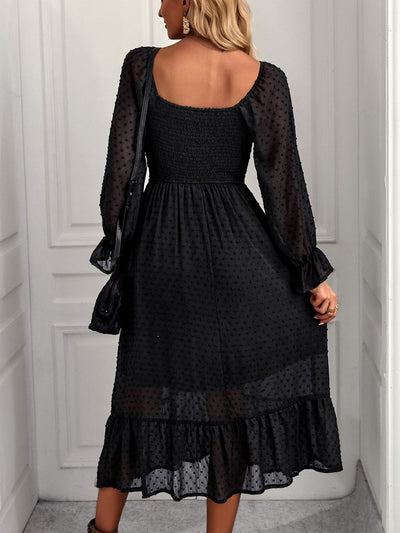 Square Collar Leisure Holiday Dress