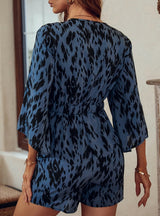 Fashion V-neck Loose Printed Chiffon Jumpsuit