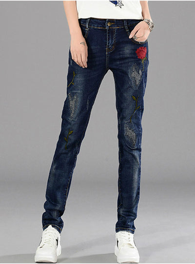 Blue Denim Pencil Pants For Taller Ladies