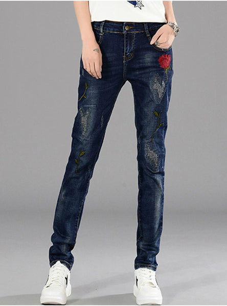 Blue Denim Pencil Pants For Taller Ladies
